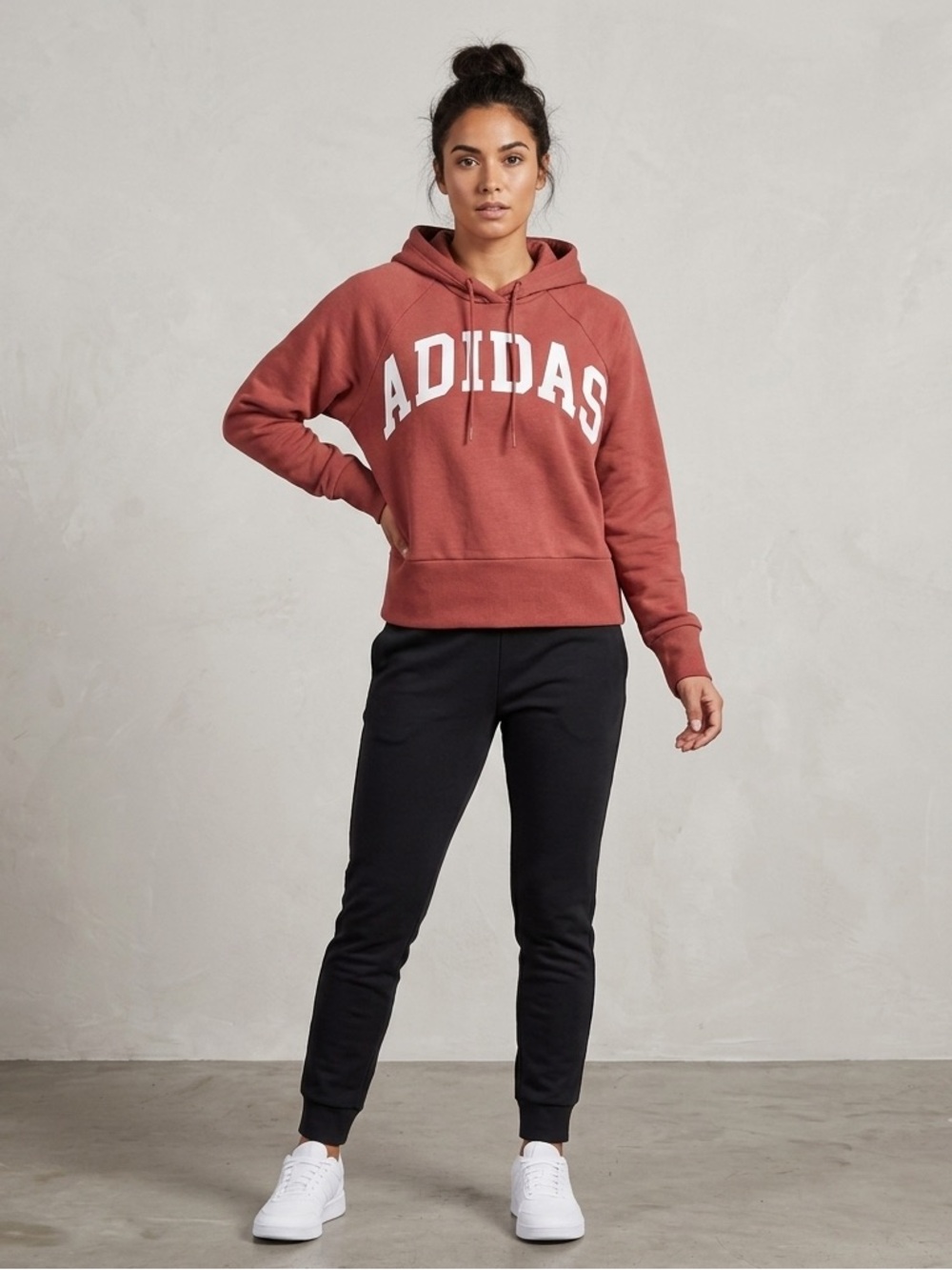 Adidas Women’s Hoodie Sweatshirt, Size Medium, Burgundy and White